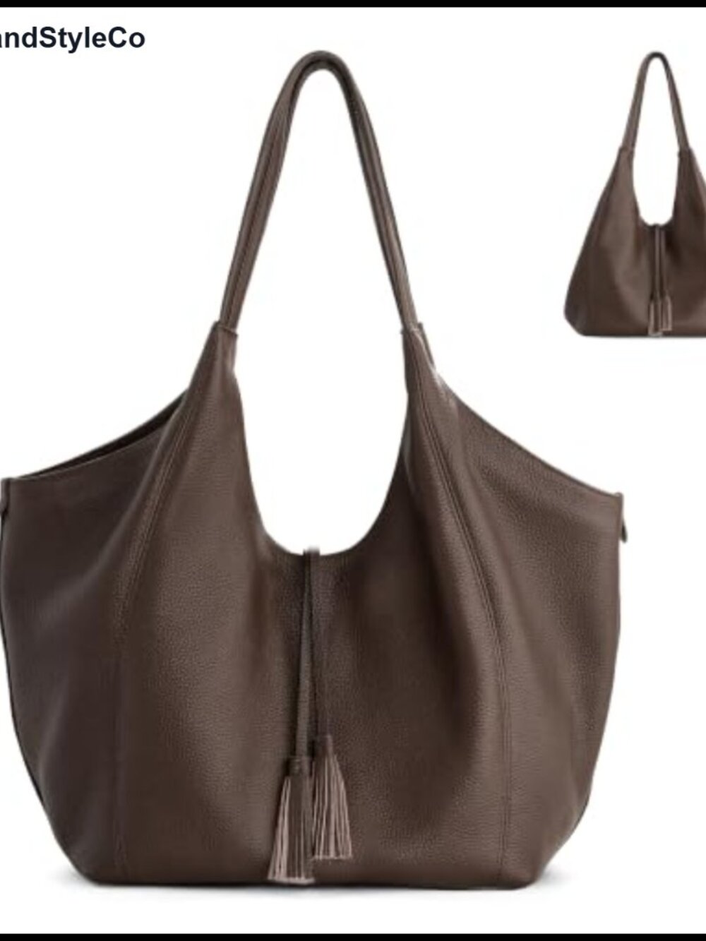 Genuine Leather Slouchy Tote Hobo Convertible 2-in-1 Shoulder Bag for Women